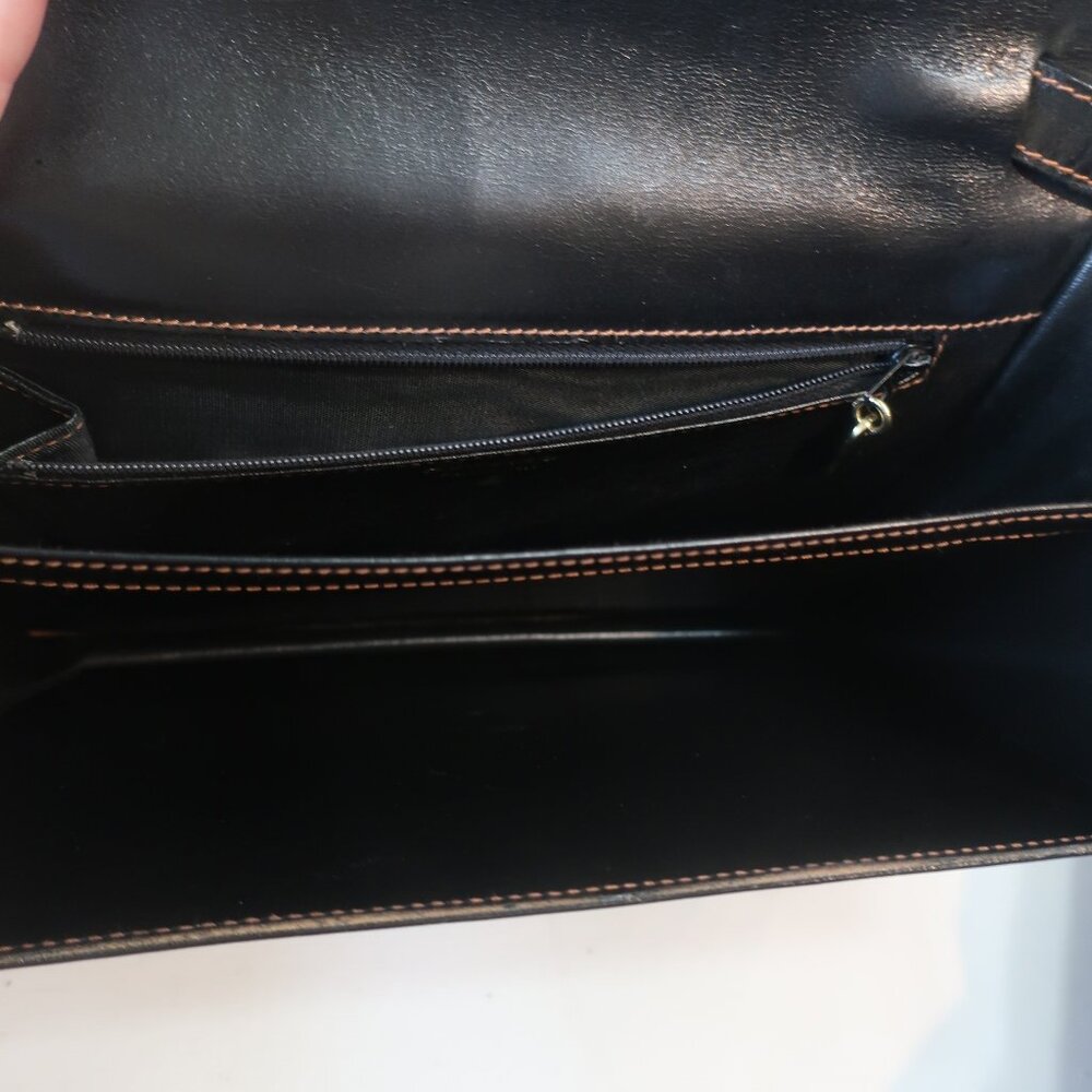 Womens Vintage Lederer Black Leather Clutch Bag - Picture 11 of 12
